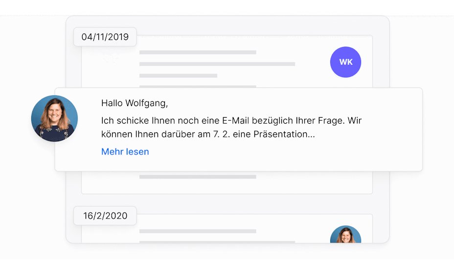 DE De communicatiegeschiedenis per klant