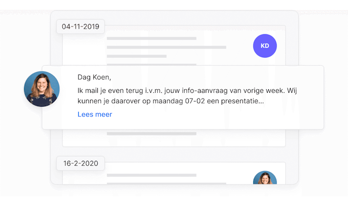 NL NL De communicatiegeschiedenis per klant