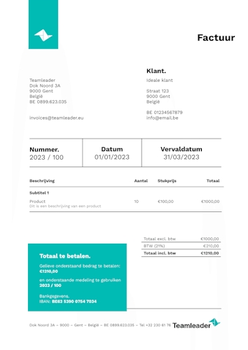 Simple invoice with VAT NL NL 1 1